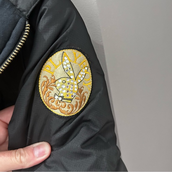 Black Playboy Bunny Puffer Jacket-Md - Picture 5 of 8